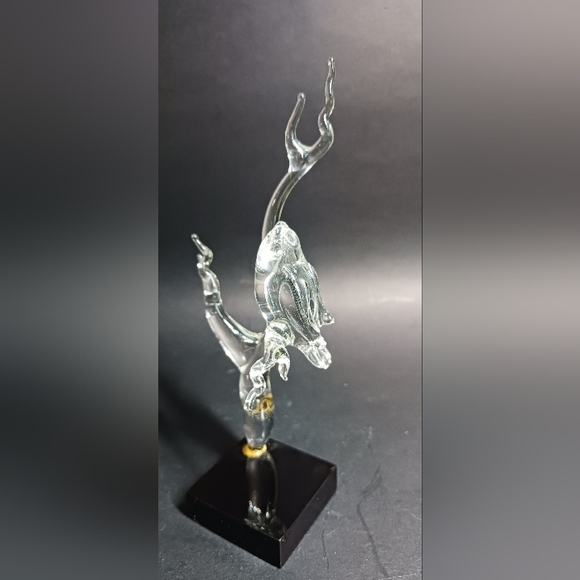 Hand Blown Glass Crystal Owl and Black Marble Sculpture 🦉 - Picture 2 of 7